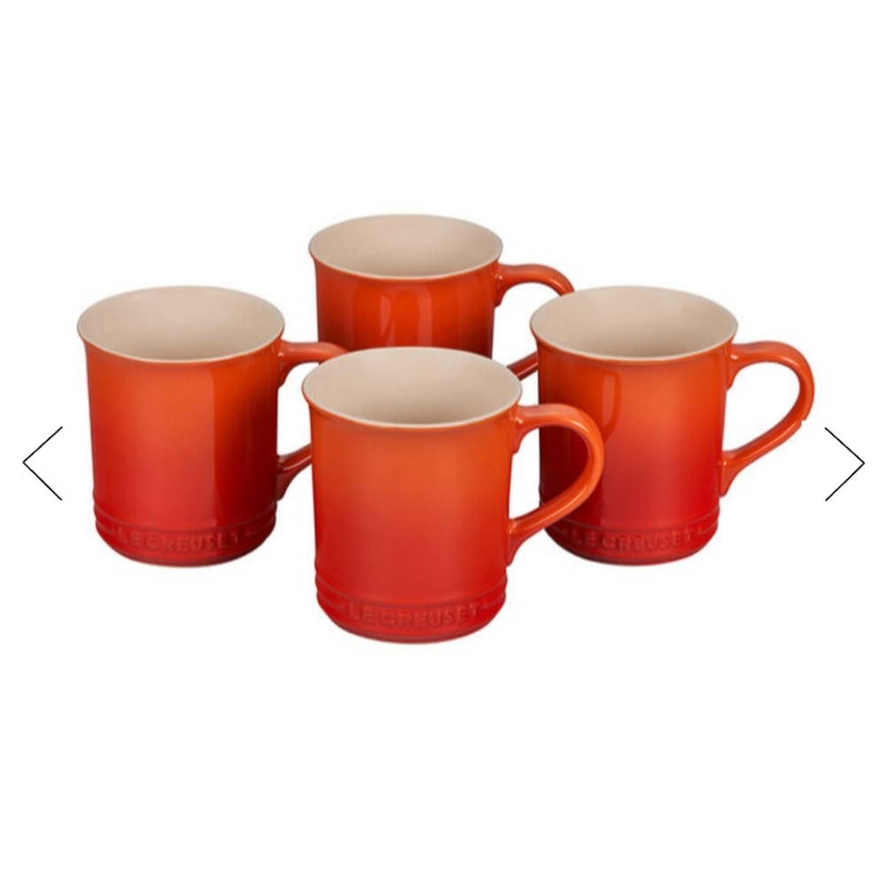 Set of 4 Le Creuset Flame Mugs